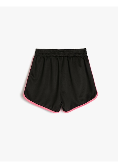Koton Mini Şort Beli Lastikli Cepli Biyeli Siyah 4skg40262ak Siyah