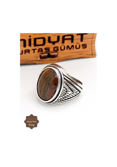 Kaplangözü Taşlı Baklava Motifli 925 Ayar Gümüş Erkek Yüzük 201024879 Gümüş