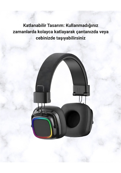 Zenvia Bluetooth 5.3 Rainbow Işıklı Kulak Üstü Kablosuz Kulaklık Znv2026