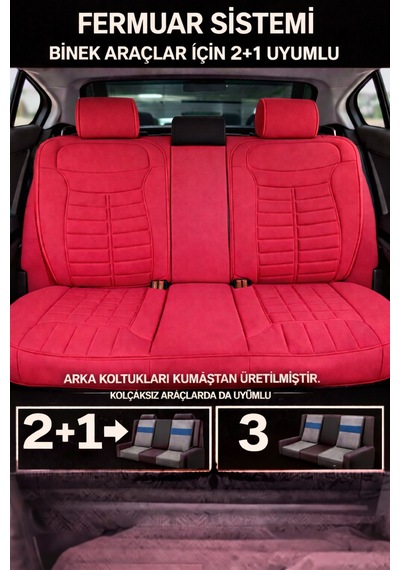 Fiat Linea 2007 Ve Sonrası Uyumlu Mira Serisi Kırmızı 5'li Oto Koltuk Minderi 40824768