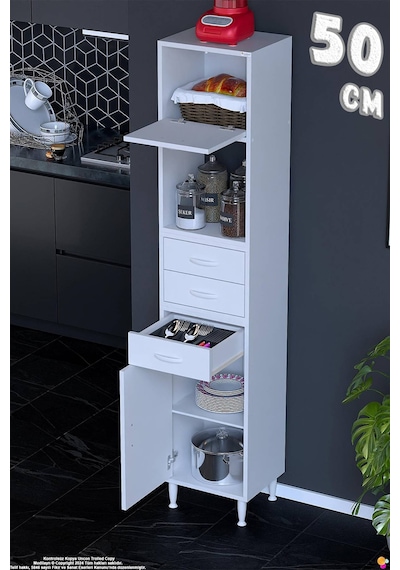 Vario 50 Cm Çok Amaçlı Mutfak, Bakliyat Ve Kahve Köşesi Organizer Modülü Banyo Dolabı- 50x194x32 Cm Beyaz Vario 50 Cm Çok Amaçlı Mutfak, Bakliyat Ve Kahve Köşesi Organizer Modülü Banyo Dolabı- 50x194x32 Cm Beyaz