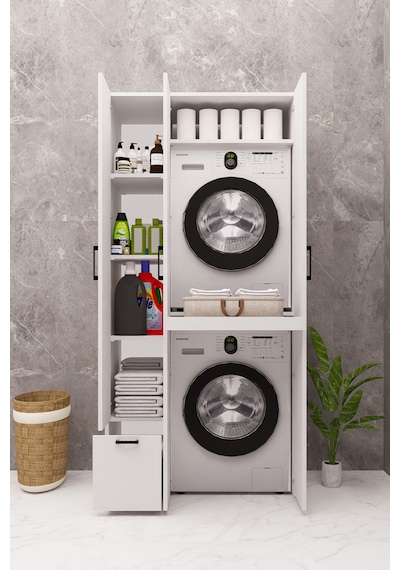 Mdf Çamarış Makinesi Ve Kurutma Makinesi Dolabı Çekmeceli Kapaklı Beyaz Mdf Çamarış Makinesi Ve Kurutma Makinesi Dolabı Çekmeceli Kapaklı Beyaz