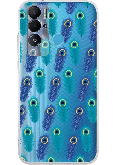 Teco Pova Neo İle Uyumlu 1mm Slim Fit Nazar Boncuğu 4 Baskılı Şeffaf Kılıf Şeffaf