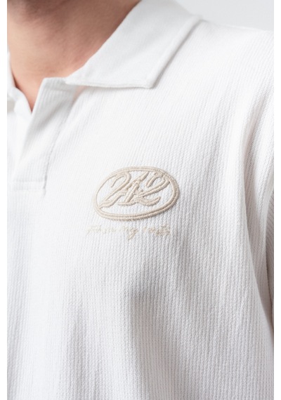 Erkek 242 Nakışlı Regular Fit T-shirt Şort Takım Ekru