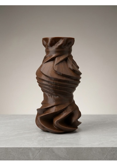 3d Spiral Vazo Özel Tasarım Eskitme - Kahverengi