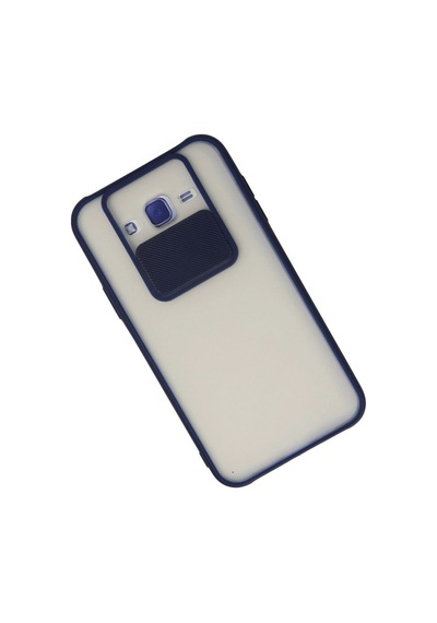 Samsung Galaxy Uyumlu - J7 Kılıf Palm Buzlu Kamera Sürgülü Silikon - Lacivert Çok Renkli