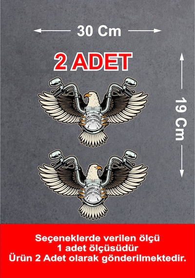 Chopper Motosiklet Kartal Sticker - Araba Oto Motosiklet Cam Sticker - 02141 30x19 Cm