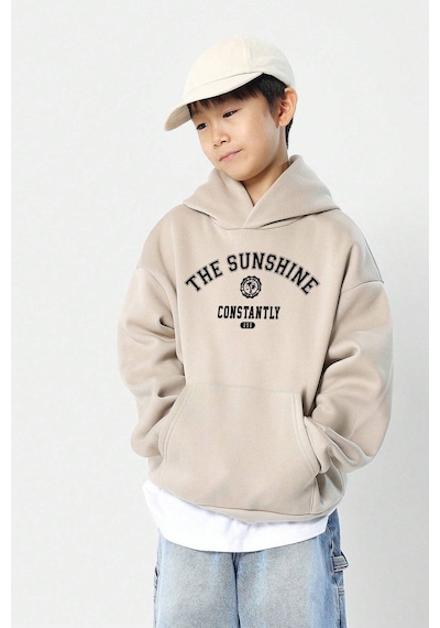 Uyguntarz The Sunshine Baskılı Erkek - Kız Çocuk Rahat Kalıp Sweatshirt Bej