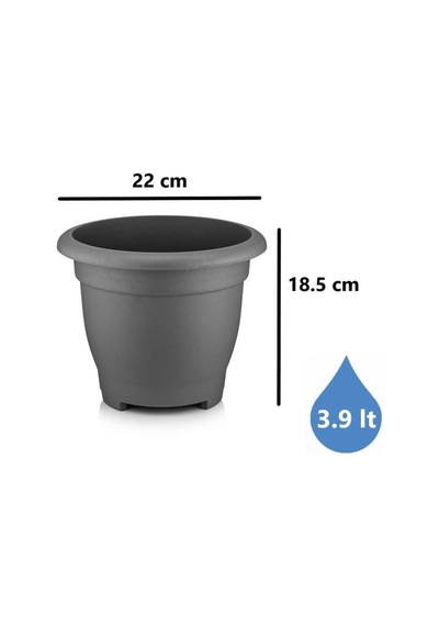 Omnipazar So-vhs3 Dekoratif Vaha Saksı İç Ve Dış Mekan 3.9 Litre No 3 Antrasit 116