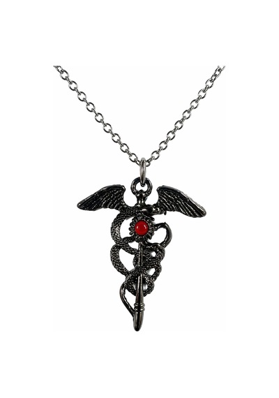 Kanatlı Figür Detaylı Metal Kolye Siyah Ton Zincirli Unisex Kolye Çok renkli