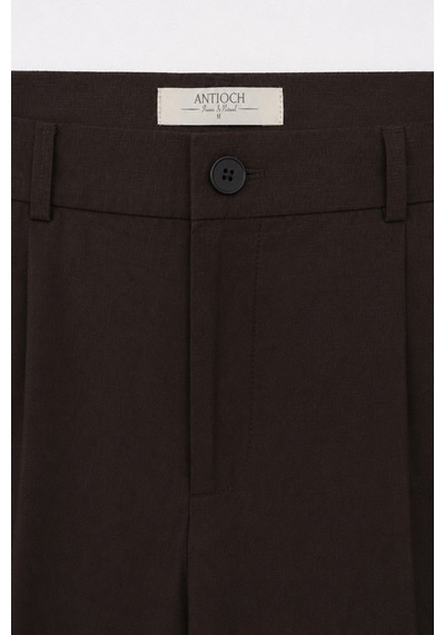 Antioch Keten Karışımlı Erkek Baggy Pantolon Kahve