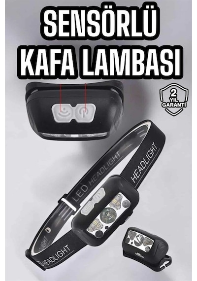 Kafa Lambası Kamp Lambası Sensörlü Şarjlı Ayarlanabilir Diğer 23917596