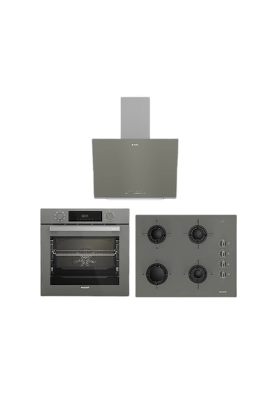 Arçelik Steam Grion AFC 341 G - OCD T 651 EG  - ADE 606-2 G Gri Cam Ankastre Set