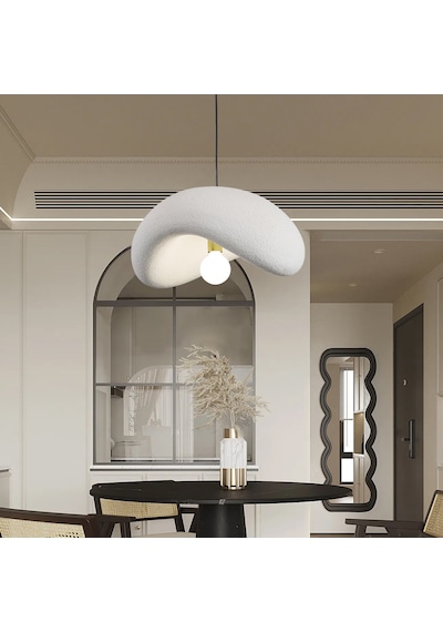 Voliny Büyük Beyaz Beton Modern Sarkıt Oturma Odası Salon Sarkıt Avize Beyaz