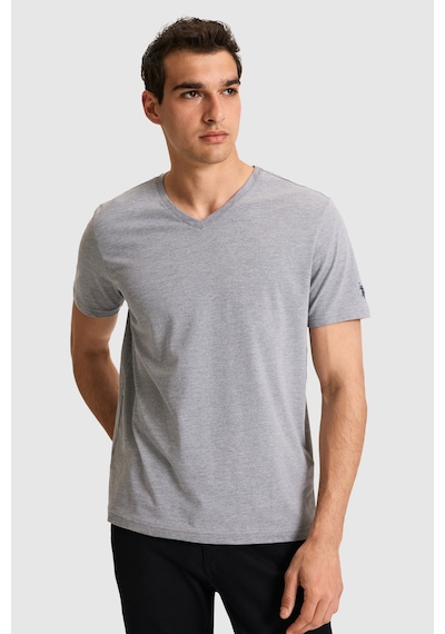 U.s. Polo Assn. Erkek Gri Melanj Tişört Basic 50326944-vr086