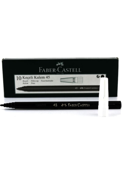 Faber Castell 45 Siyah Keçeli Kalem 10 Adet 155002