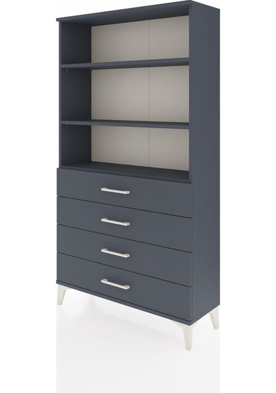 Arges Dolap 3 Raflı 4 Çekmeceli 88x30x163 Antrasit-antrasit Antrasit