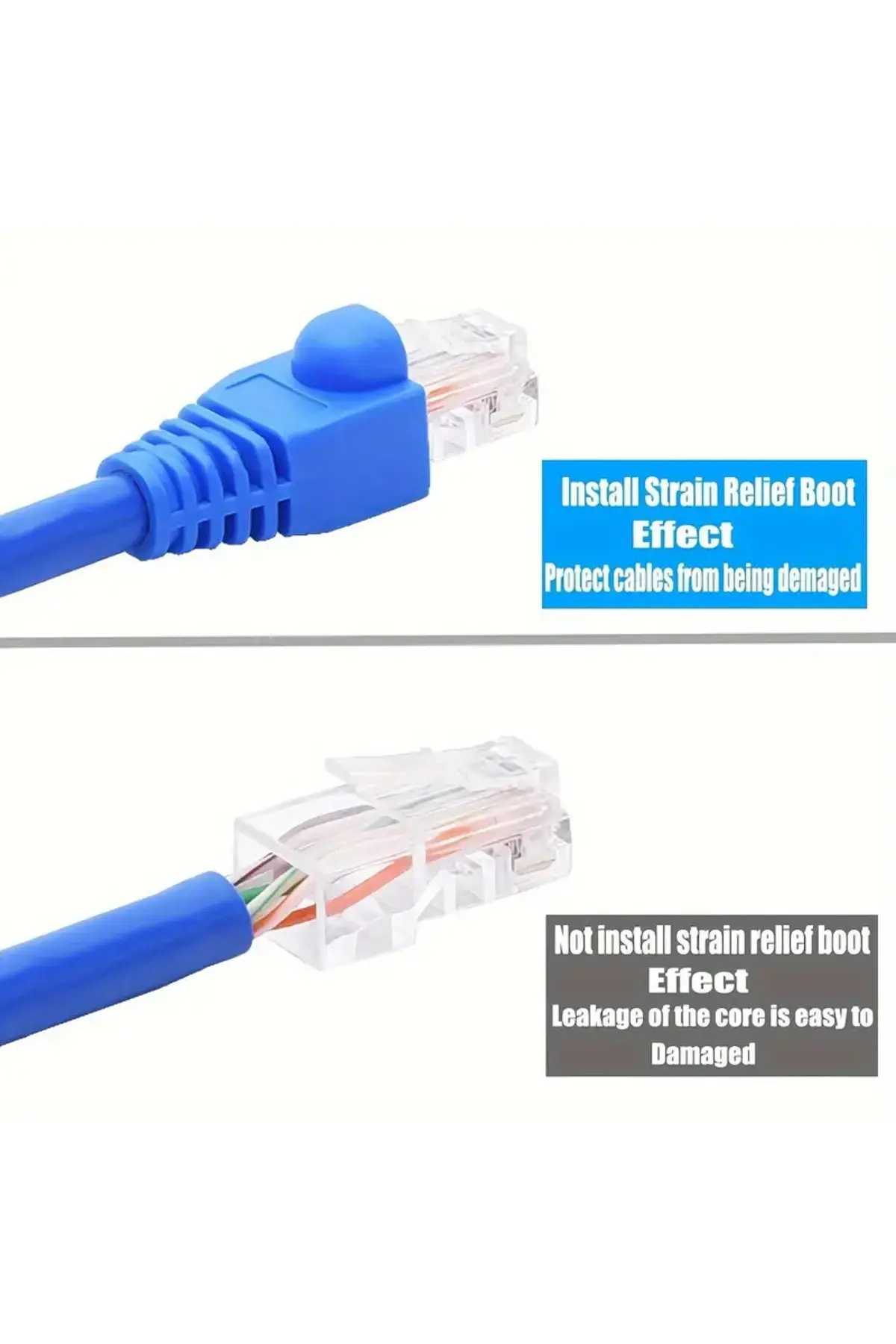 100'lü Paket Rj45 Cat6 Cat6e Cat5 Cat5e Ethernet Ağ Kablosu Koruma Cover Kılıfı Kablo Konektörü Mavi