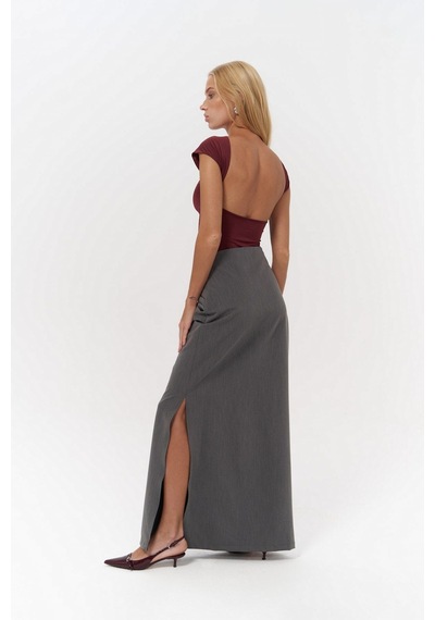 Mai Collection Mai Studios Co. Nives Sırt Dekolteli Bordo Crop Bordo
