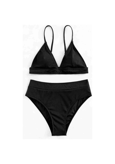 Angelsin Yüksek Bel Tasarım Bikini Altı Siyah 001