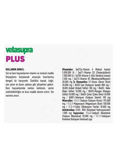 Vetasupra Plus 25 Kg Kraft Vitamin Destek Ve Toprak Yeme Önleyici
