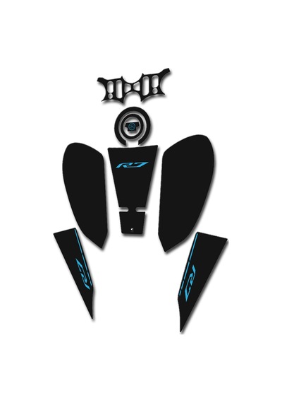 Hades Yamaha R7 Uyumlu Tank Pad Seti Siyah Turkuaz Depo Ve Kuyruk Koruma