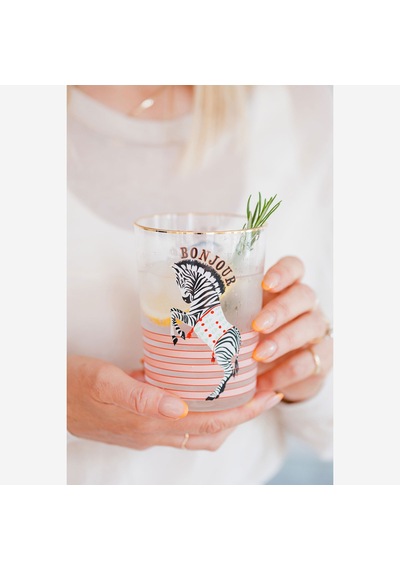 Zebra Pembe Cam Su Bardağı 500 Ml