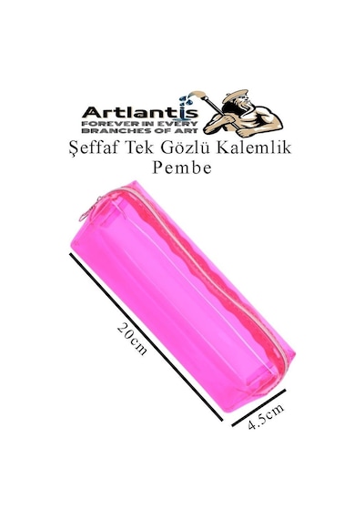 Şeffaf Kalemlik 1 Adet Tek Gözlü Transparan Kalem Kutusu Pembe