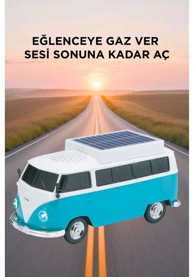 Bluetooth Hoparlör Retro Araba Vosvos Tasarımlı Solar Şarjlı Speaker D70