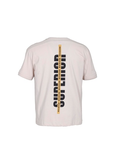 Erkek Oversize Tişört Bej Sırt Baskılı Bisiklet Yaka Slim Fit Baskılı T-shirt Ncs Jeans 1190-bej Bej