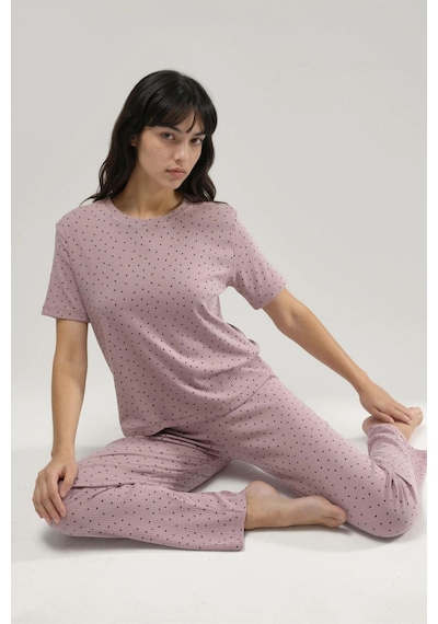 Hiccup %100 Pamuk Kısa Kollu Pijama Takımı Ellie Collection Lila Mor