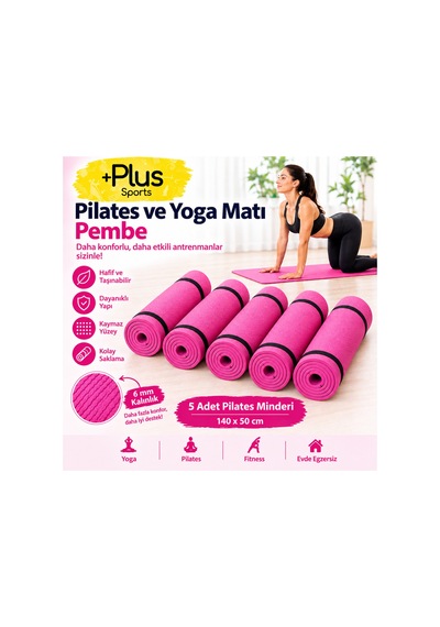 7 Mm 5 Adet Pilates Matı Yoga Matı Spor Minderi Yer Matı Egzersiz Minderi 140 Cm X 50 Cm Pembe Pembe