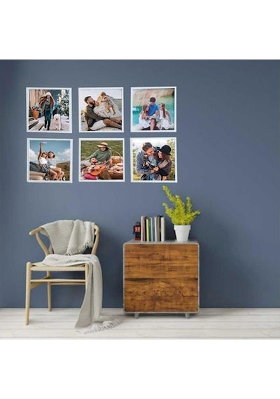 Yapışan Sök Tak Kare Çerçeve - Beyaz 3'Lü Paket