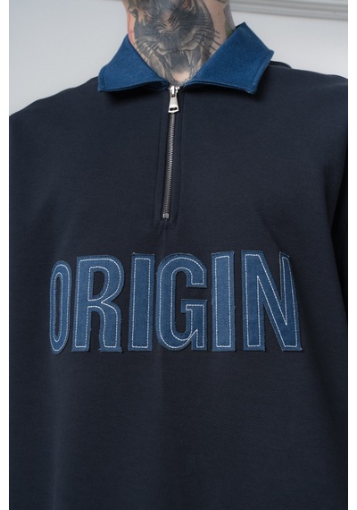 Respire Erkek Origin Nakışlı Polo Yaka Regular Fit T-shirt Lacivert