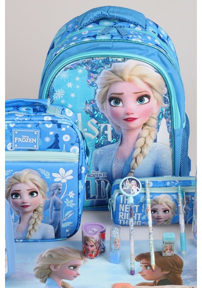 X Dekomus Lisanslı "ıce Queen Collection" Elsa Frozen Full Kırtasiye Seti Okul,kalem Ve Beslenme Çantası,beslenme Kabı,500 Ml Matara Seti Altın