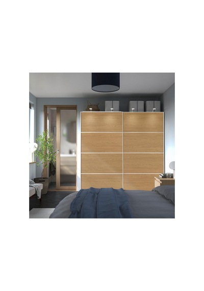 Ikea Mehamn Serisi, Sürgü Kapak, 100x201 Cm, Koyu Kahve-meşe Görünümlü
