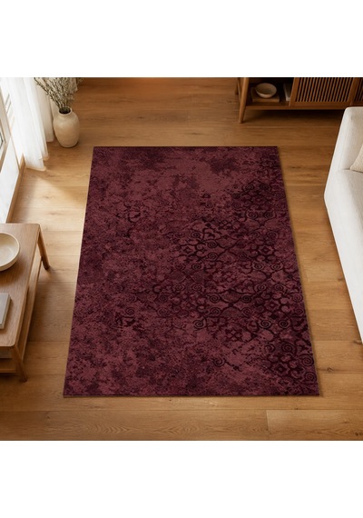 Kartela Halı Vera Halı Kaymaz Taban Makinede Yıkanabilir Halı Bordo - 100 X 150 Cm