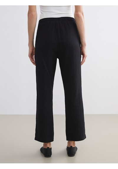 Lcw Comfort Siyah Beli Lastikli Dokulu Kadın Pantolon