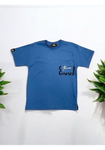 Carinos Erkek Çocuk Movement Yazılı Pamuklu Tshirt-14178-mavi Mavi