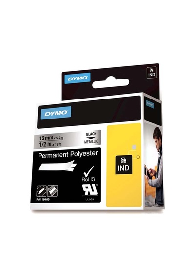 Dymo Rhinopro Sabitpolyester 12 Mmx5.5 M Metalik Gri/siyah 18486 Diğer