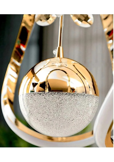 Defne Modern Gold Beyaz Ledli Avize Yatak Odası - Hol - Salon Beyaz Gold
