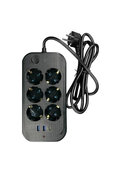 2 Metre Kablosu Olan 6'lı Grup Priz, Usb Ve Type-c Girişleri 0