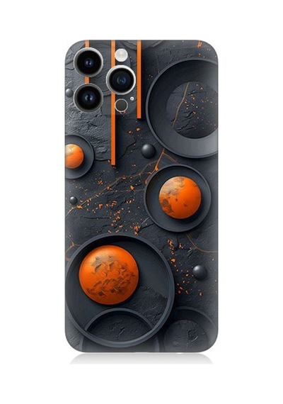 Apple Uyumlu iPhone 13 Pro Max Uyumlu Turuncu Desen Desenli Silikon Kılıf -