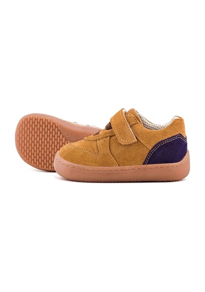 Rakerplus Bob Hakiki Deri Taba Barefoot Cırtlı Lastikli Bebek Sneaker Ayakkabı Taba
