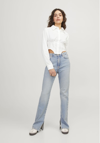 Jack & Jones Kadin Uzun Kollu Gömlek Korse - Annie 12253309 Blanc De Blanc Beyaz