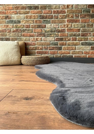 Saraz Halı Tavşan Tüyü Post Peluş Ultra Yumuşak Post Puffy Antrasit