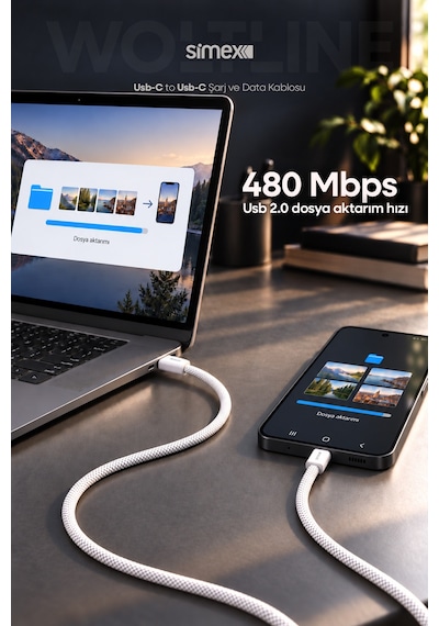 Type-c To Type-c 2 Metre Kablo 60w Süper Hızlı Şarj İphone Samsung Xiaomi Oppo Uyumlu