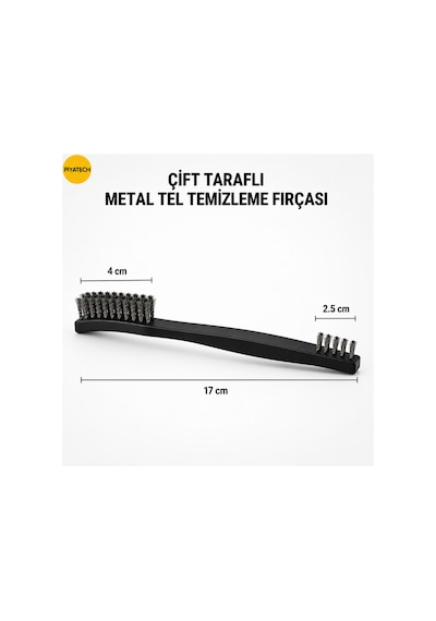 Çift Taraflı Metal Tel Temizleme Fırçası Siyah Pas Paslanmaz Çapak Kazıyıcı 17 Cm