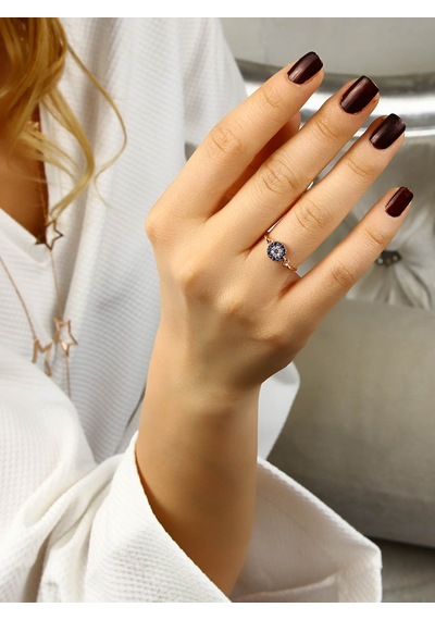 Kuyumcudukkani Elişi Nazar Taşlı Yüzük-10314-r-m Rose Gold