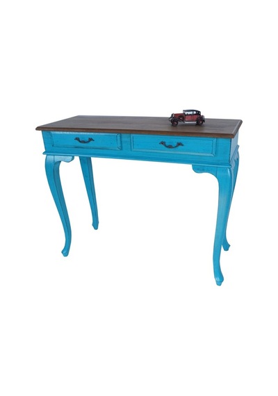 Masifart Ceviz Eskitme Tablalı Dresuar Mavi 100 Cm Eskitme Patina Ceviz